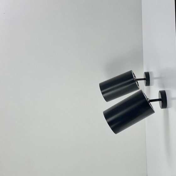 Image 1 of Zwart metalen wand- of plafondlamp, Vintage 1950, Parscot. Réné-Jean Caillette.