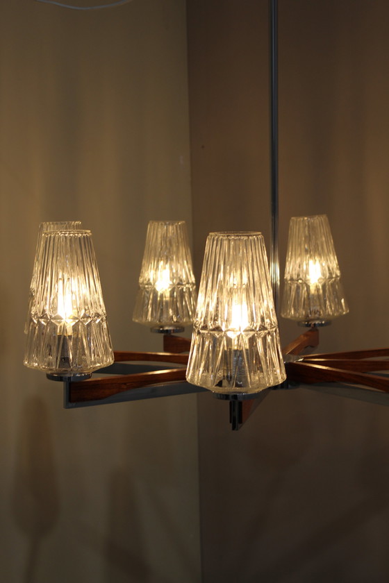 Image 1 of Vintage Plafondlamp, Kroonluchter 7-Armig - Jaren '50 