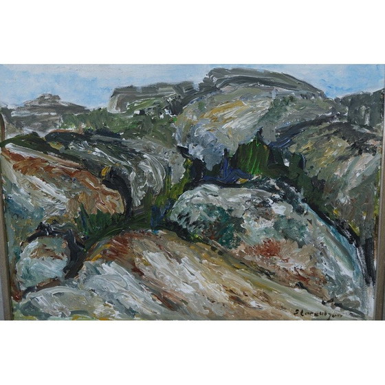 Image 1 of Vintage olieverfschilderij op expressionistisch doek door Sture Lorentzon, Zweden 1970