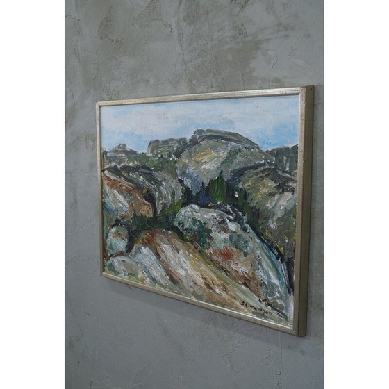 Image 1 of Vintage olieverfschilderij op expressionistisch doek door Sture Lorentzon, Zweden 1970