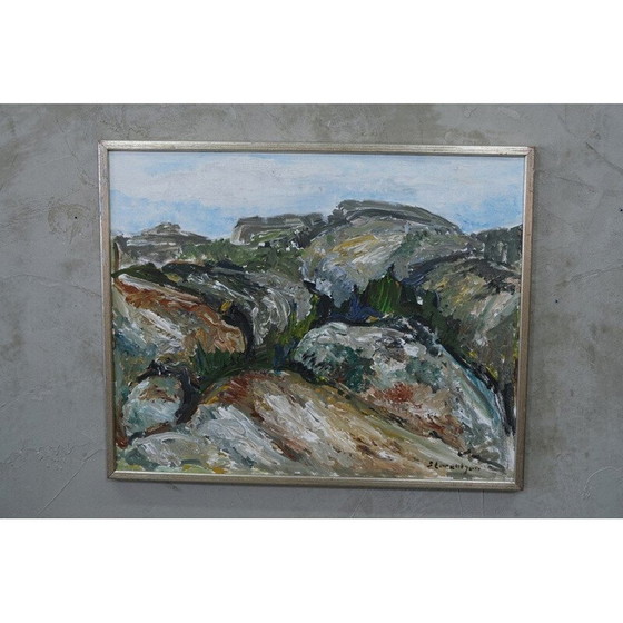 Image 1 of Vintage olieverfschilderij op expressionistisch doek door Sture Lorentzon, Zweden 1970