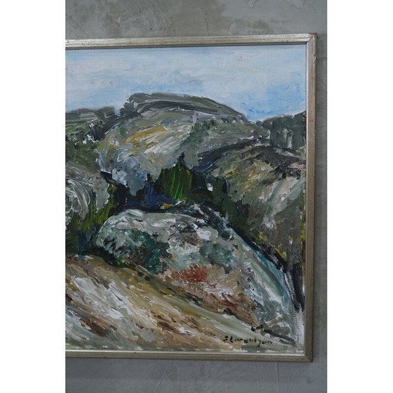 Image 1 of Vintage olieverfschilderij op expressionistisch doek door Sture Lorentzon, Zweden 1970