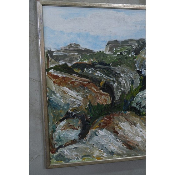 Image 1 of Vintage olieverfschilderij op expressionistisch doek door Sture Lorentzon, Zweden 1970