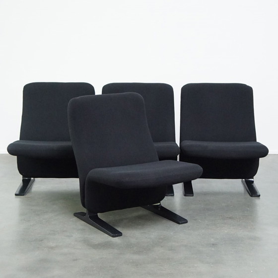 Image 1 of 4 X Zwarte Vintage Design Fauteuil Van Pierre Paulin Voor Artifort Concorde Model F780