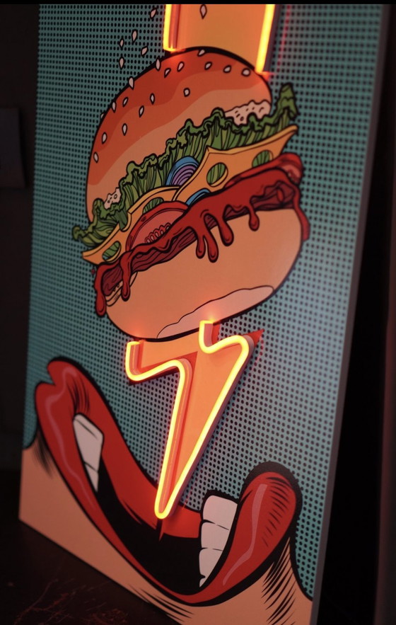 Image 1 of Ledmansion - Flash Burger Muurkunst Led Lamp