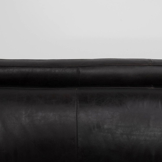 Image 1 of Vintage zwart lederen sofa Italië 1960