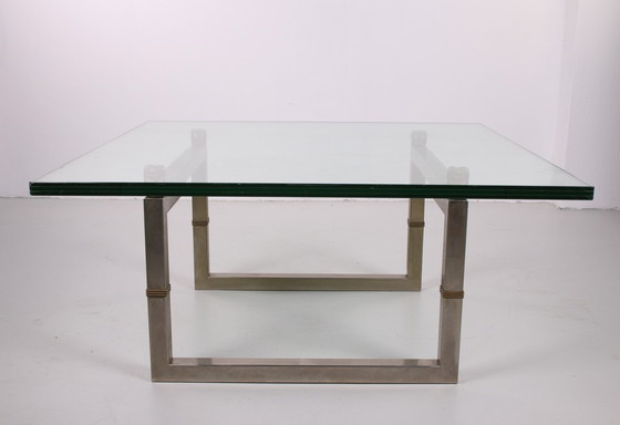 Image 1 of Peter Ghyczy glazen salontafel met roestvrij stalen frame Biri T29