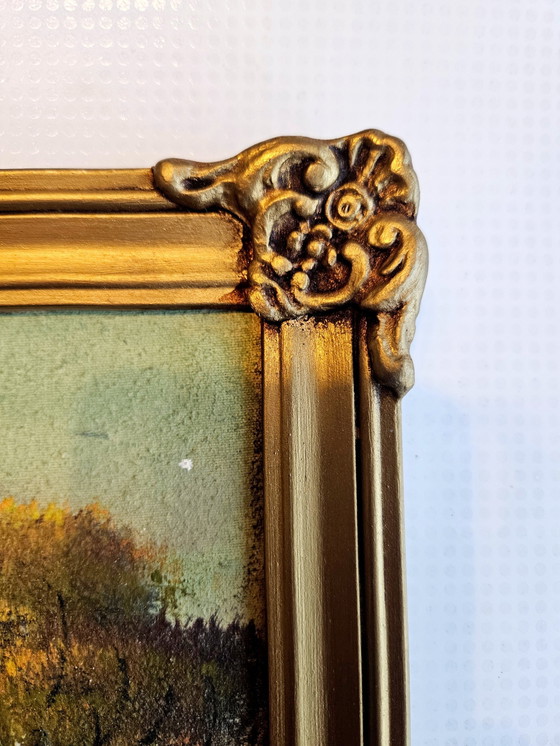 Image 1 of Olieverftafereel uit Egypte met houten frame