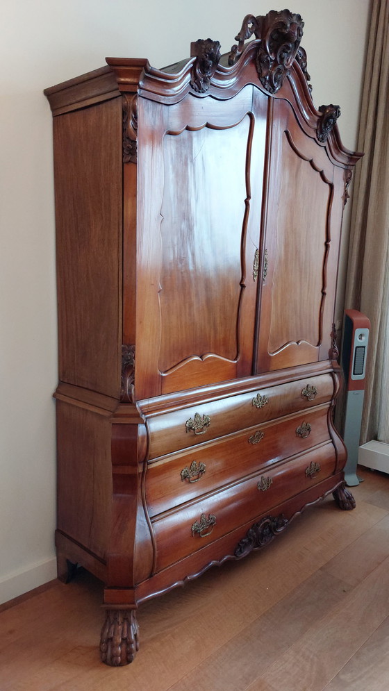 Image 1 of Mahonie Kabinet Highboard Kast  - Kuifkast Uit Ca. 1850