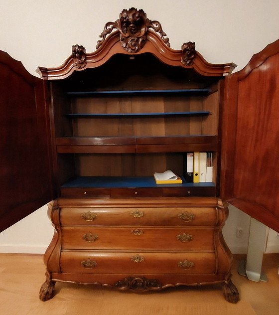 Image 1 of Mahonie Kabinet Highboard Kast  - Kuifkast Uit Ca. 1850