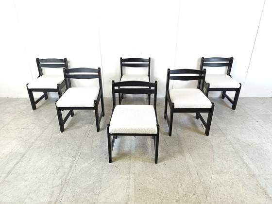 Image 1 of 6x Vintage brutalistische eetkamerstoelen