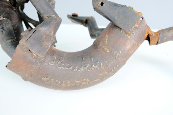 Image 1 of Vintage metalen kattensculptuur door Haukkuvuara, 1974