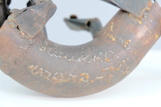 Image 1 of Vintage metalen kattensculptuur door Haukkuvuara, 1974