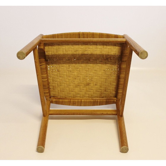 Image 1 of Vintage set van 4 Deense eetkamerstoelen in eikenhout en zitting in papercord, jaren 1960.