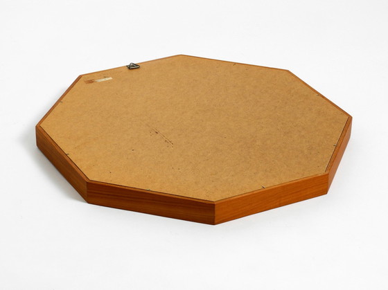 Image 1 of Zeer mooie Octagonale Teakhouten Wandspiegel uit 1960 | 45Cm | 17.7"
