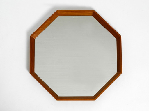 Zeer mooie Octagonale Teakhouten Wandspiegel uit 1960 | 45Cm | 17.7"