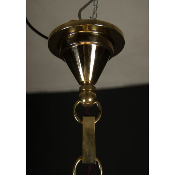 Image 1 of Vintage art deco messing kroonluchter met 4 vlammen, 1920