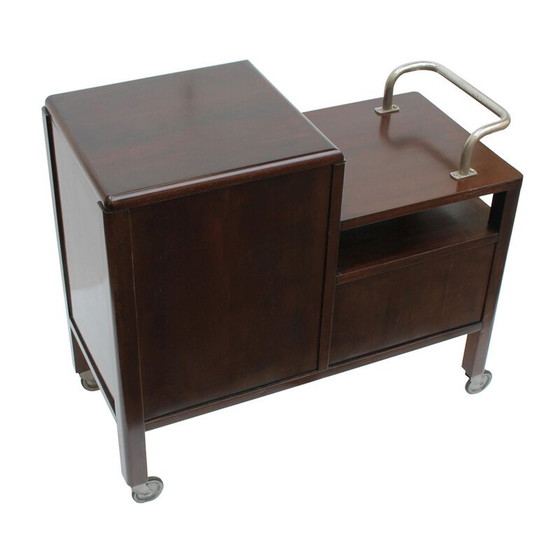 Image 1 of Vintage bar D 625 van esdoornfineer en zwart opaxietglas voor Thonet, jaren 1930