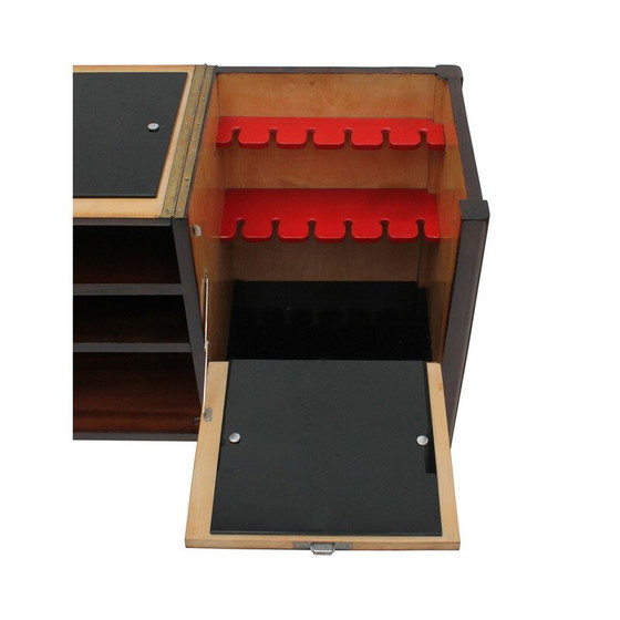 Image 1 of Vintage bar D 625 van esdoornfineer en zwart opaxietglas voor Thonet, jaren 1930