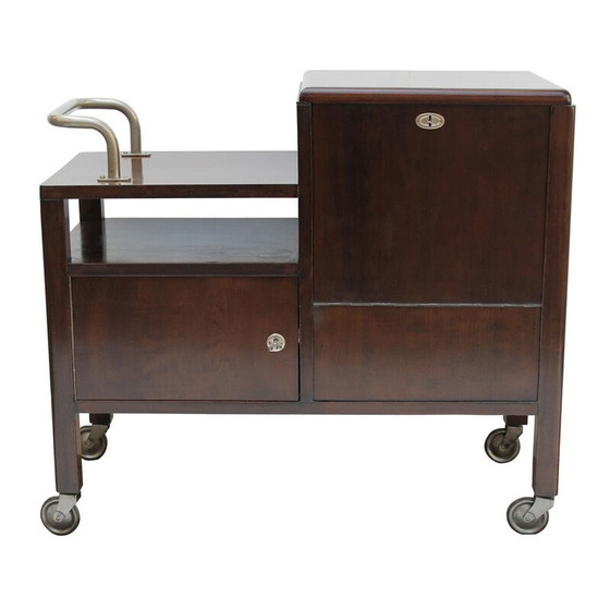 Image 1 of Vintage bar D 625 van esdoornfineer en zwart opaxietglas voor Thonet, jaren 1930