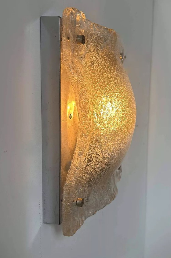 Image 1 of Vintage Murano wandlamp, glas en chroom, Italië 1970