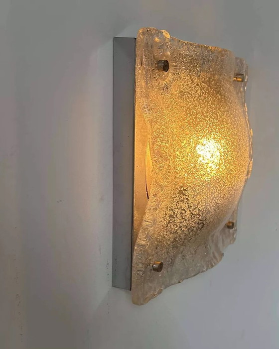 Image 1 of Vintage Murano wandlamp, glas en chroom, Italië 1970