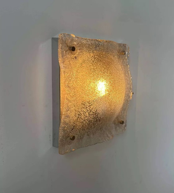 Image 1 of Vintage Murano wandlamp, glas en chroom, Italië 1970
