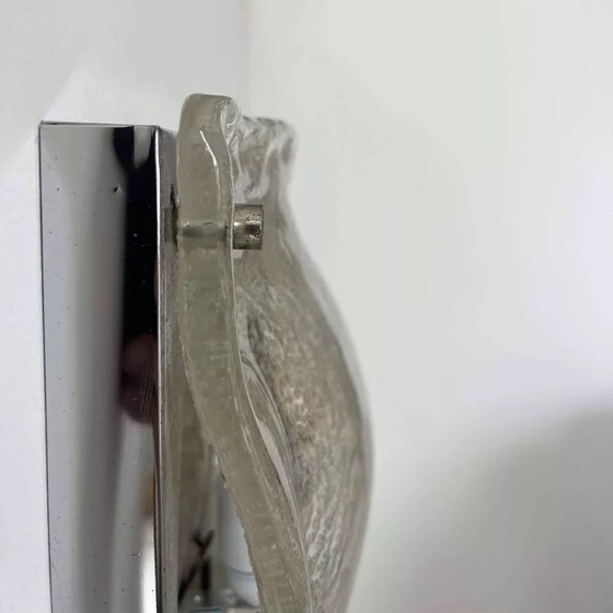 Image 1 of Vintage Murano wandlamp, glas en chroom, Italië 1970