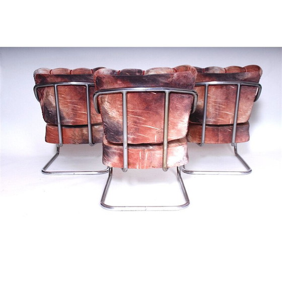 Image 1 of Set van 3 vintage houten en stoffen fauteuils van Mucke Melder, Tsjecho-Slowakije 1930