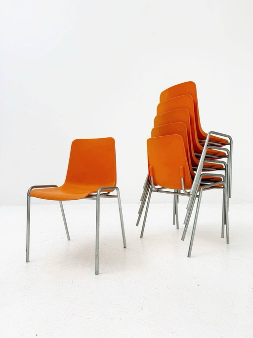 6 stapelbare stoelen Mid Century, Helmut Starke, 1960