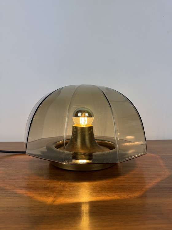 Image 1 of Vintage Symmetrisch Rookglazen Plafondlamp