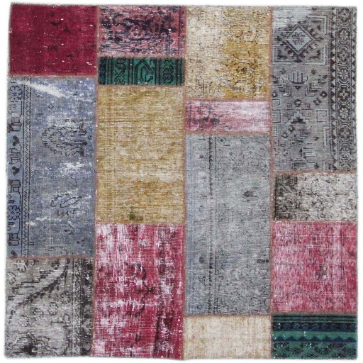 Perzisch tapijt patchwork 130X130 Nr. 2518