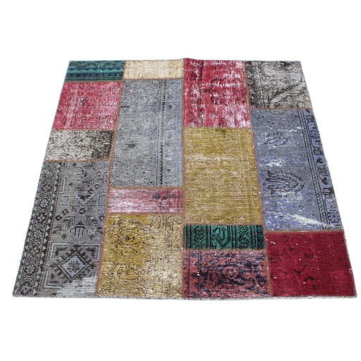 Perzisch tapijt patchwork 130X130 Nr. 2518