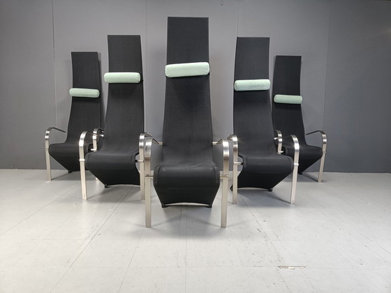 Image 1 of Postmoderne King Eetkamerstoelen van Belgochrom - Set van 6