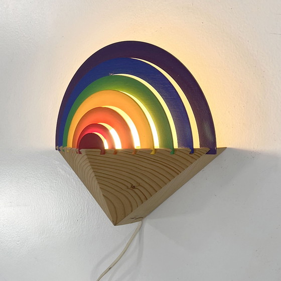 Image 1 of Regenboog houten nachtlamp van Kiener Zürich, 1980S