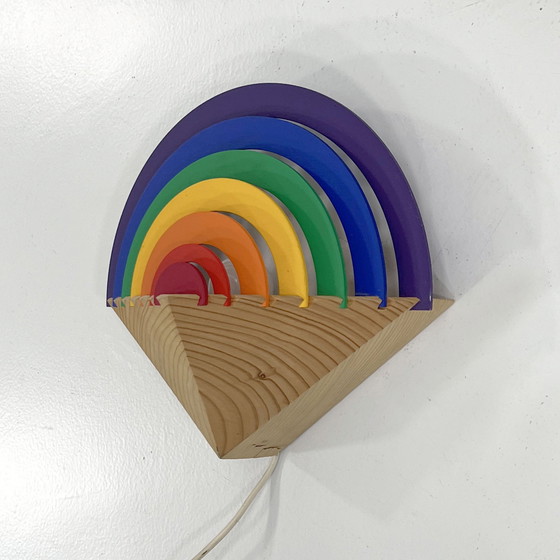 Image 1 of Regenboog houten nachtlamp van Kiener Zürich, 1980S