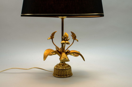 Image 1 of Exclusieve Mid Century Design messing 'Fleur de Lis' tafellamp, jaren 1960.