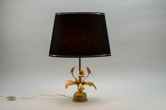 Image 1 of Exclusieve Mid Century Design messing 'Fleur de Lis' tafellamp, jaren 1960.