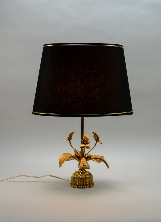 Image 1 of Exclusieve Mid Century Design messing 'Fleur de Lis' tafellamp, jaren 1960.