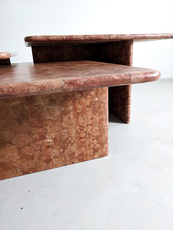 Image 1 of 3x Nesting Tables in Antico Rosso Marmer