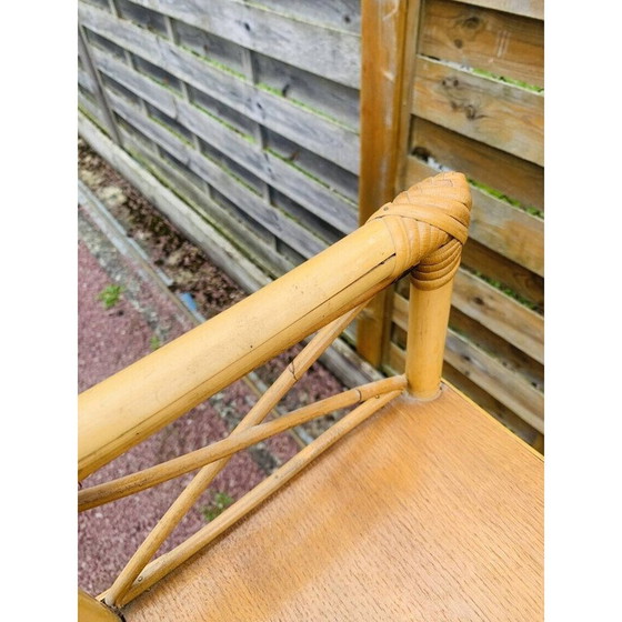 Image 1 of Vintage rotan en houten plank, 1970