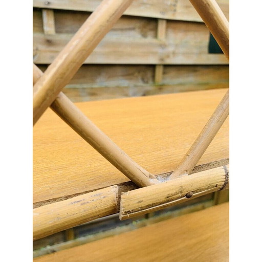 Vintage rotan en houten plank, 1970