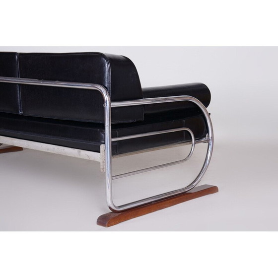 Image 1 of Vintage 3-zits zwarte sofa van Robert Slezak voor Slezak Factories, 1930