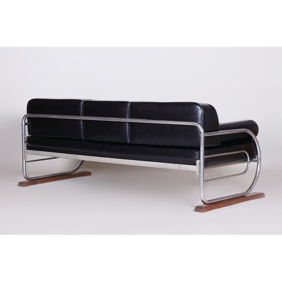 Image 1 of Vintage 3-zits zwarte sofa van Robert Slezak voor Slezak Factories, 1930