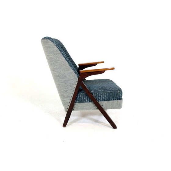 Image 1 of Vintage blauw-grijze fauteuil, Zweden, scandinavisch 1960