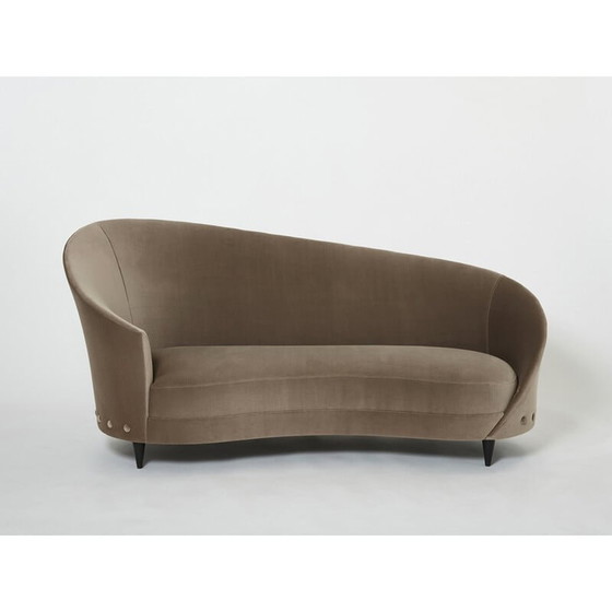 Image 1 of Vintage taupe fluwelen sofa van Federico Munari, 1960