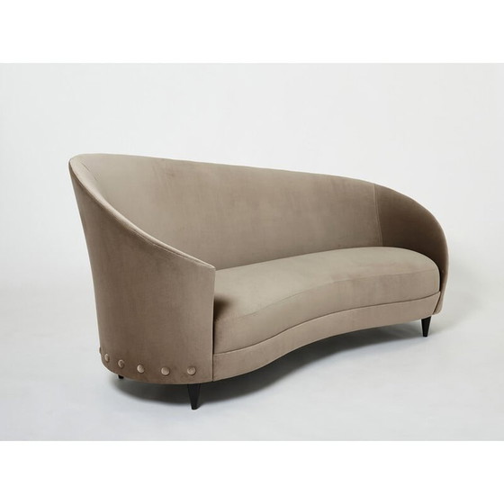 Image 1 of Vintage taupe fluwelen sofa van Federico Munari, 1960