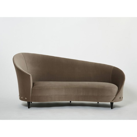 Image 1 of Vintage taupe fluwelen sofa van Federico Munari, 1960