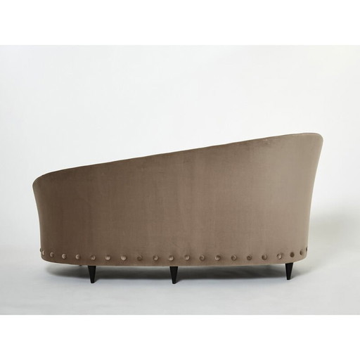 Vintage taupe fluwelen sofa van Federico Munari, 1960