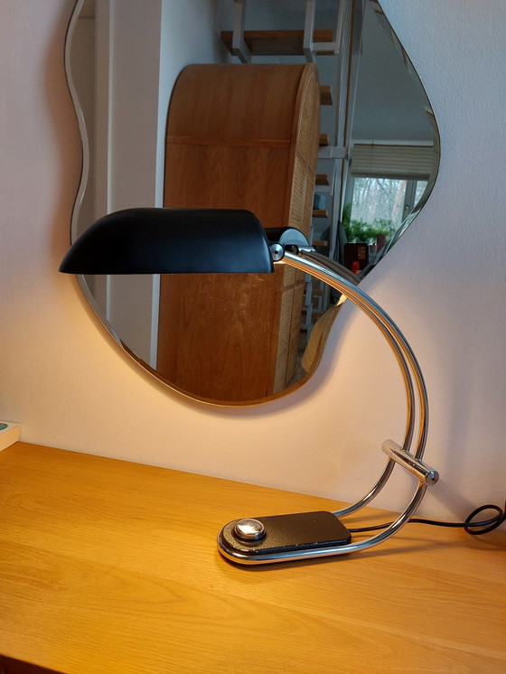 Image 1 of Vintage Hillebrand Tafellamp Tafellamp Chroom Zwart 70s Space Age
